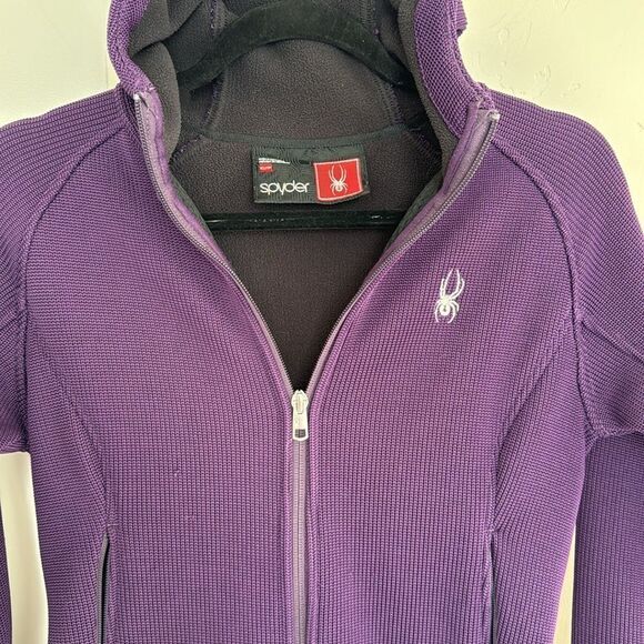 Spyder Women’s Purple Jacket Zip Up Hooded Warm Fleece Lined Performance Size XS - Picture 9 of 12